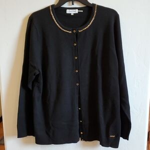 Calvin Klein Black Cardigan with Gold Accents XL